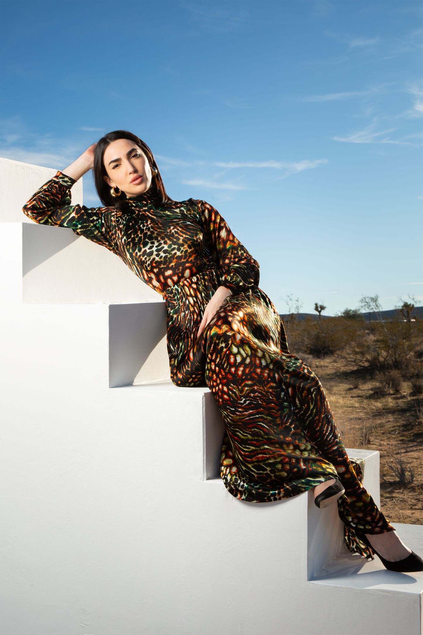 NADIRA Silk Column Dress
