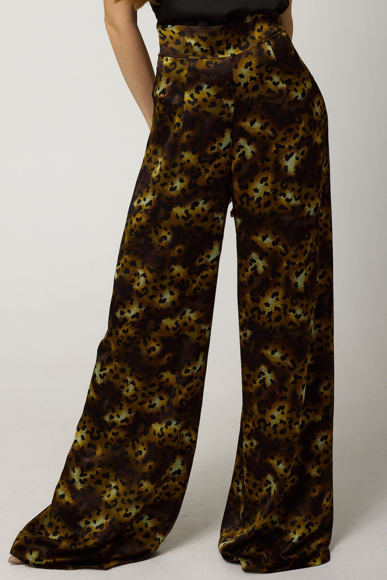 KAIA Silk Leopard Trouser