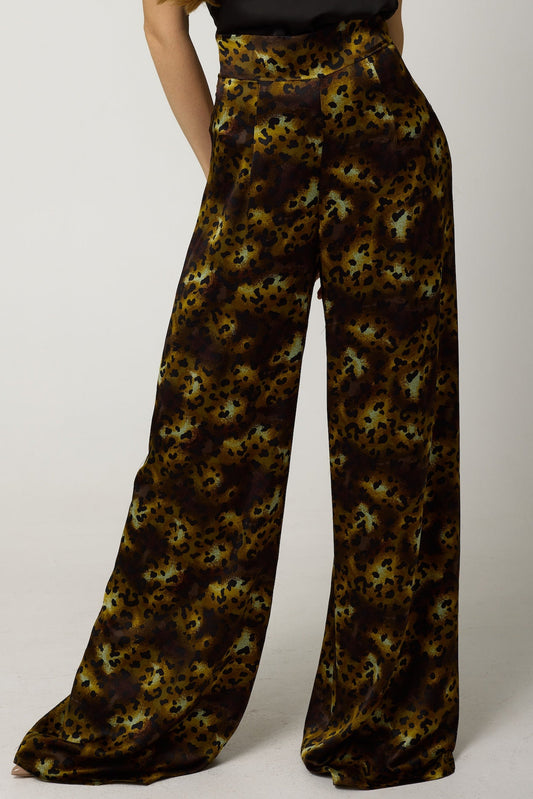 KAIA Silk Leopard Trouser