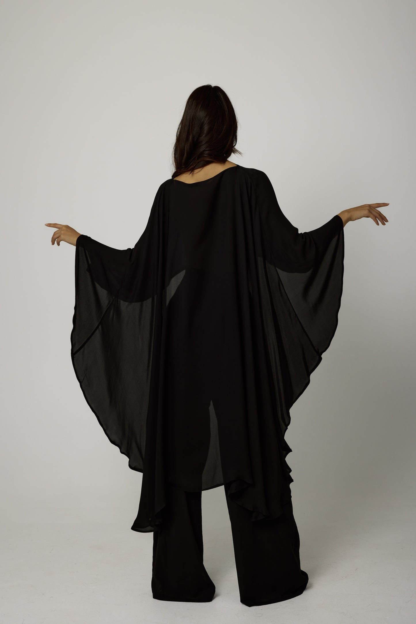 ZAHIRA Silk Chiffon Cape Top